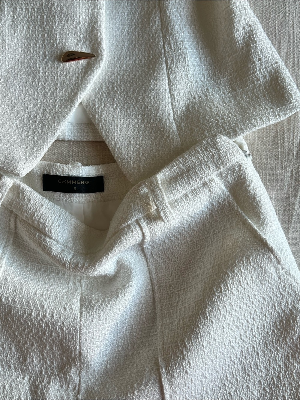 Commense tweed Sleeveless Textured Top with Shorts and Gold Buttons - Picture 8 of 9